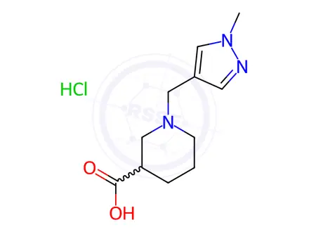 Chemical structure of 1-[(1-Methyl-1H-pyrazol-4-yl)methyl]piperidine-3-carboxylic Acid Hydrochloride