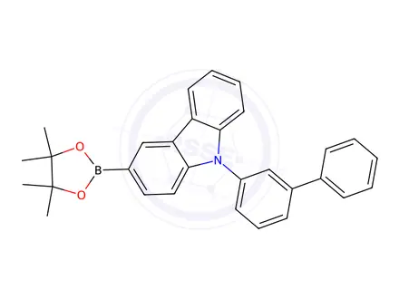 Chemical structure of 9-(Biphenyl-3-yl)-3-(4,4,5,5-tetraMethyl-1,3,2-dioxaborolan-2-yl)-9H-carbazole
