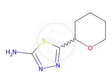 Chemical structure of 5-(oxan-2-yl)-1,3,4-thiadiazol-2-amine