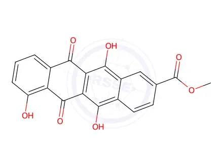 Chemical structure of methyl 5,7,12-trihydroxy-6,11-dioxo-6,11-dihydrotetracene-2-carboxylate