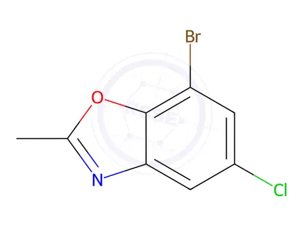 Chemical structure of 7-bromo-5-chloro-2-methyl-1,3-benzoxazole