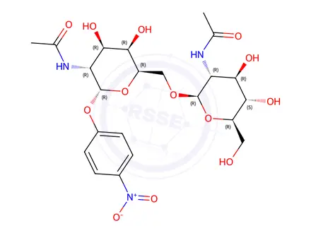 Chemical structure of 4-Nitrophenyl 2-Acetamido-2-deoxy-(6-O-2-acetamido-2-deoxy-β-D-glucopyranosyl)-α-D-galactopyranoside