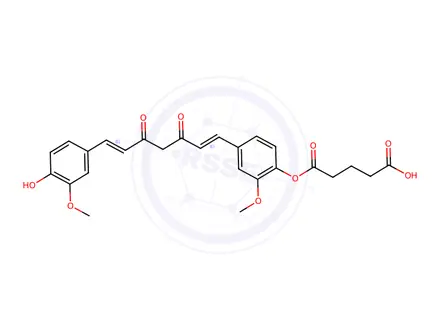 Chemical structure of 5-(4-((1E,6E)-7-(4-hydroxy-3-methoxyphenyl)-3,5-dioxohepta-1,6-dienyl)-2-methoxyphenoxy)-5-oxopentanoic acid