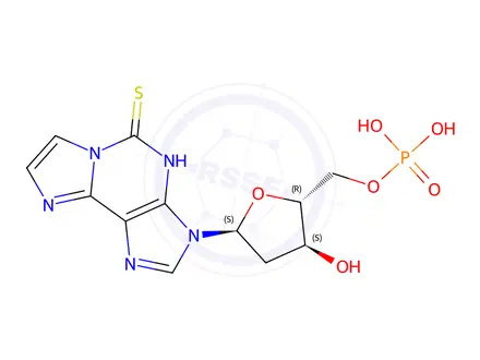 Chemical structure of 3-(2-Deoxy-5-O-phosphono-β-D-erythro-pentofuranosyl)-3,4-dihydro-5H-imidazo[2,1-i]purine-5-thione
