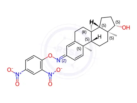 Chemical structure of 17β-Hydroxyandrosta-1,4-dien-3-one O-(2,4-dinitrophenyl)oxime
