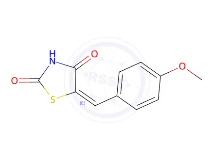 Chemical structure of (E)-5-(4-methoxybenzylidene)thiazolidine-2,4-dione
