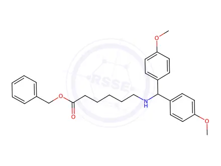 Chemical structure of Benzyl 6-((bis(4-methoxyphenyl)methyl)amino)hexanoate
