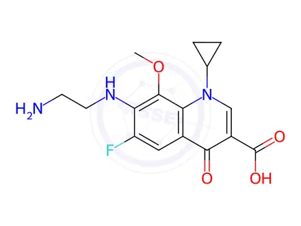 Chemical structure of Gatifloxacin USP Impurity A(Despropylene Gatifloxacin)