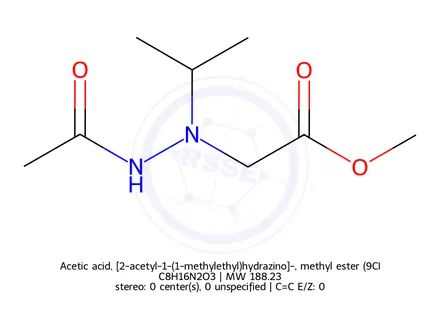 Chemical structure of Acetic acid, [2-acetyl-1-(1-methylethyl)hydrazino]-, methyl ester (9CI)