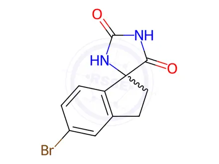 Chemical structure of 5'-Bromo-2',3'-dihydrospiro[imidazolidine-4,1'-indene]-2,5-dione