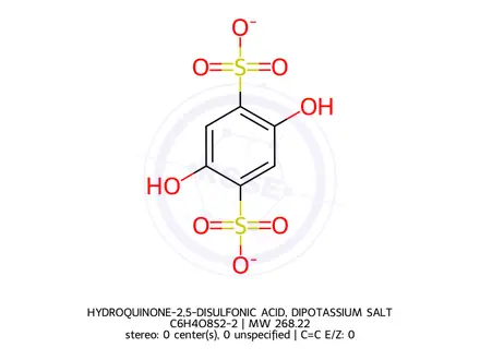 Chemical structure of HYDROQUINONE-2,5-DISULFONIC ACID, DIPOTASSIUM SALT