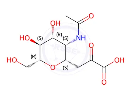 Chemical structure of 3-((2S,3S,4R,5S,6R)-3-acetamido-4,5-dihydroxy-6-(hydroxymethyl)tetrahydro-2H-pyran-2-yl)-2-oxopropanoic acid