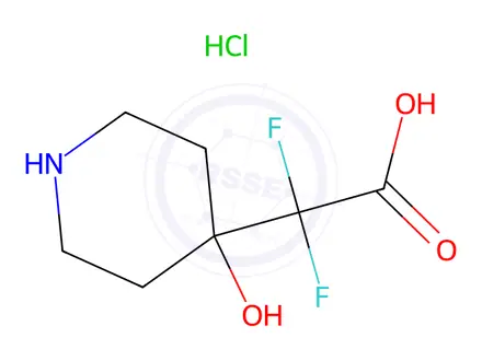 Chemical structure of 2,2-Difluoro-2-(4-hydroxypiperidin-4-yl)acetic acid hydrochloride