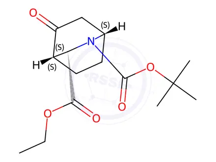 Chemical structure of O2-tert-butyl O3-ethyl (1S,3S,4S)-5-oxo-2-azabicyclo[2.2.2]octane-2,3-dicarboxylate