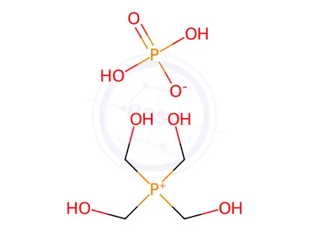 Chemical structure of tetrakis(hydroxymethyl)phosphonium dihydrogen phosphate
