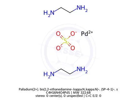 Chemical structure of Palladium(2+), bis(1,2-ethanediamine-.kappa.N,.kappa.N)-, (SP-4-1)-, sulfate (1:1)