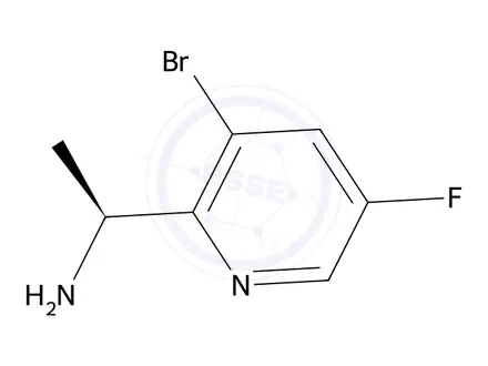 Chemical structure of (S)-1-(3-bromo-5-fluoropyridin-2-yl)ethan-1-amine