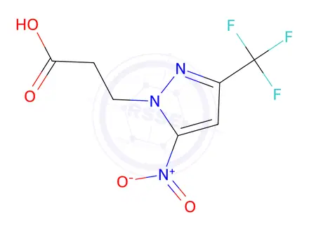 Chemical structure of 3-(5-Nitro-3-(trifluoromethyl)-1H-pyrazol-1-yl)propanoic acid