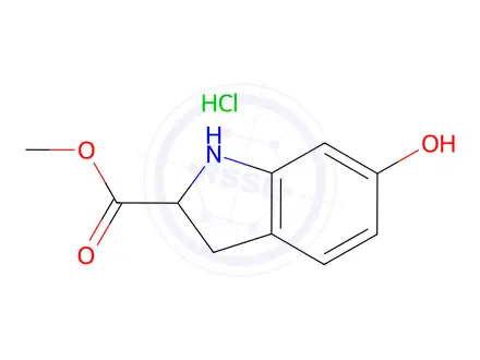 Chemical structure of methyl 6-hydroxy-2,3-dihydro-1H-indole-2-carboxylate hydrochloride