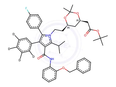 Chemical structure of 2-Benzyloxy Atorvastatin-d5 Acetonide tert-Butyl Ester