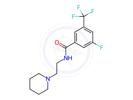 Chemical structure of Benzamide, 3-fluoro-N-[2-(1-piperidinyl)ethyl]-5-(trifluoromethyl)-