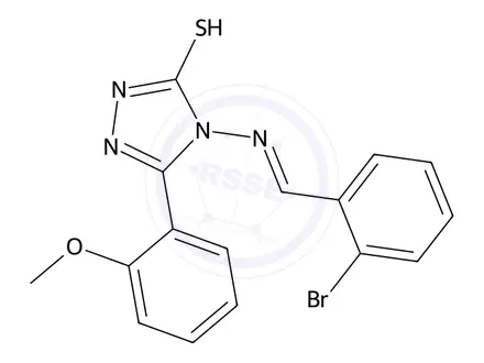 Chemical structure of 4-((2-Bromobenzylidene)amino)-3-(2-methoxyphenyl)-1H-1,2,4-triazole-5(4H)-thione