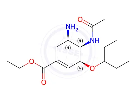 Chemical structure of (3S,4R,5R)-Oseltamivir hydrochloride