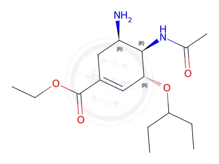 Chemical structure of (3R,4R,5R)-Oseltamivir