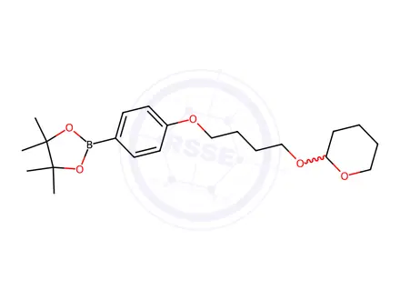 Chemical structure of 4,4,5,5-Tetramethyl-2-(4-(4-((tetrahydro-2H-pyran-2-yl)oxy)butoxy)-phenyl)-1,3,2-dioxaborolane