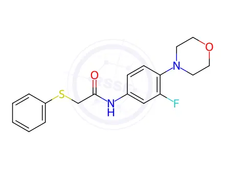 Chemical structure of N-[3-Fluoro-4-(morpholin-4-yl)phenyl]-2-(phenylsulfanyl)acetamide
