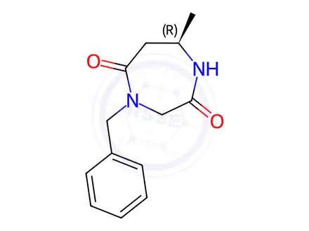 Chemical structure of (R)-4-benzyl-7-methyl-1,4-diazepane-2,5-dione