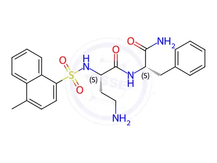 Chemical structure of (S)-4-Amino-N-((S)-1-amino-1-oxo-3-phenylpropan-2-yl)-2-((4-methylnaphthalene)-1-sulfonamido)butanamide