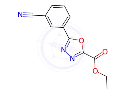 Chemical structure of Ethyl 5-(3-cyanophenyl)-1,3,4-oxadiazole-2-carboxylate