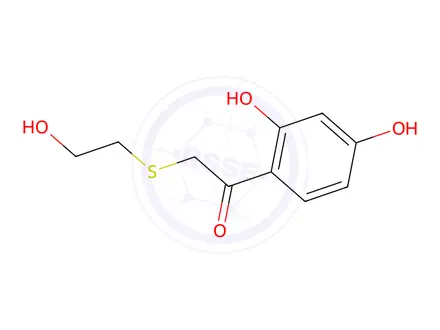 Chemical structure of 1-(2,4-Dihydroxyphenyl)-2-((2-hydroxyethyl)thio)ethan-1-one