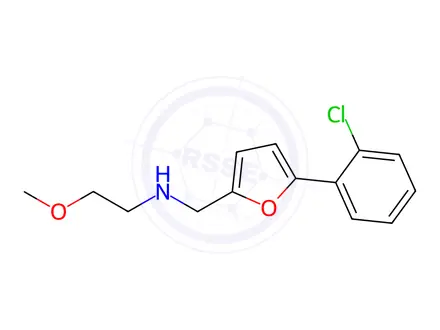 Chemical structure of N-((5-(2-chlorophenyl)furan-2-yl)methyl)-2-methoxyethan-1-amine