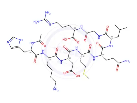 Chemical structure of acetylhistidyl-lysyl-aspartyl-methionyl-glutaminyl-leucyl-glycyl-arginine