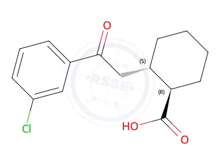 Chemical structure of (1R,2S)-2-(2-(3-chlorophenyl)-2-oxoethyl)cyclohexane-1-carboxylic acid