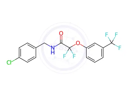 Chemical structure of N-(4-chlorobenzyl)-2,2-difluoro-2-(3-(trifluoromethyl)phenoxy)acetamide