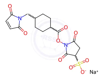 Chemical structure of Sulfo-N-Succinimidyl 4-(Maleimidomethyl)cyclohexane-1-carboxylate, Sodium Salt