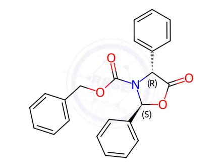 Chemical structure of Benzyl (2S,4R)-5-oxo-2,4-diphenyloxazolidine-3-carboxylate
