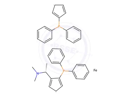 Chemical structure of (R)-N,N-Dimethyl-1-[(S)-1',2-bis(diphenylphosphino)ferrocenyl]ethylamine
