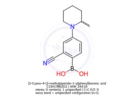 Chemical structure of (2-Cyano-4-(2-methylpiperidin-1-yl)phenyl)boronic acid