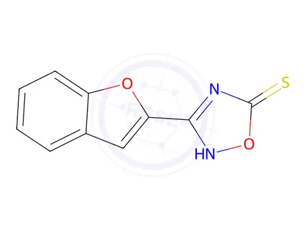 Chemical structure of 3-(1-benzofuran-2-yl)-1,2,4-oxadiazole-5-thiol