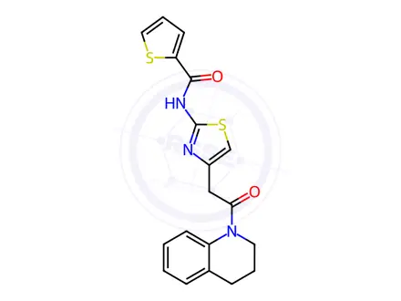 Chemical structure of N-(4-(2-(3,4-Dihydroquinolin-1(2H)-yl)-2-oxoethyl)thiazol-2-yl)thiophene-2-carboxamide