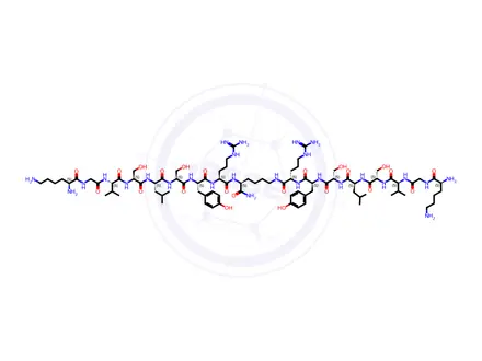 Chemical structure of N2,N6-Bis(L-lysylglycyl-L-valyl-L-seryl-L-leucyl-L-seryl-L-tyrosyl-L-arginyl)-L-lysinamide