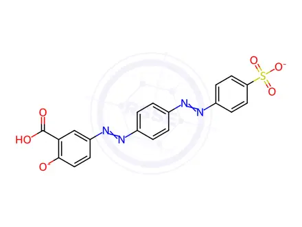 Chemical structure of disodium 5-(4-(4-sulphophenylazo)phenylazo)salicylate