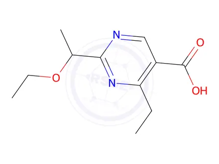 Chemical structure of 2-(1-Ethoxyethyl)-4-ethylpyrimidine-5-carboxylic acid