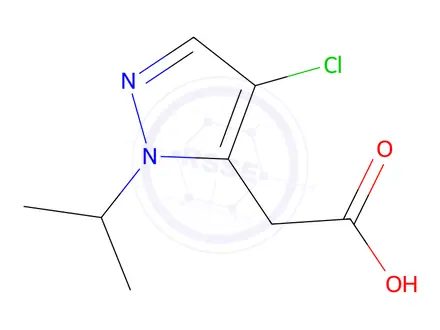 Chemical structure of 2-(4-Chloro-1-isopropyl-1H-pyrazol-5-yl)acetic acid