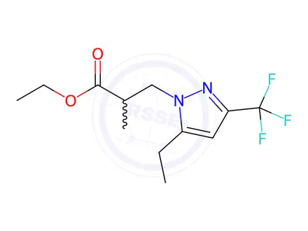 Chemical structure of ethyl 3-[5-ethyl-3-(trifluoromethyl)-1H-pyrazol-1-yl]-2-methylpropanoate