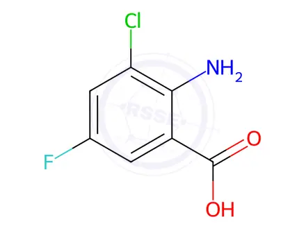 Chemical structure of 2-amino-3-chloro-5-fluorobenzoic acid